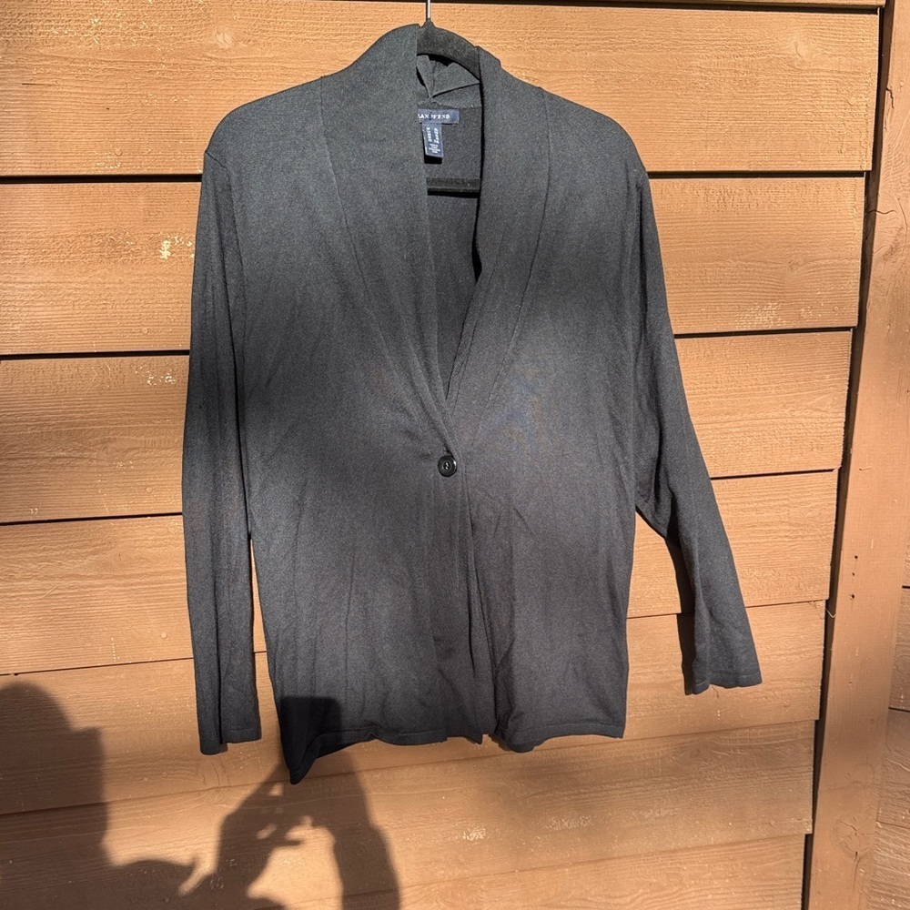 Lands' End Black Knit Cardigan Sweater size XL